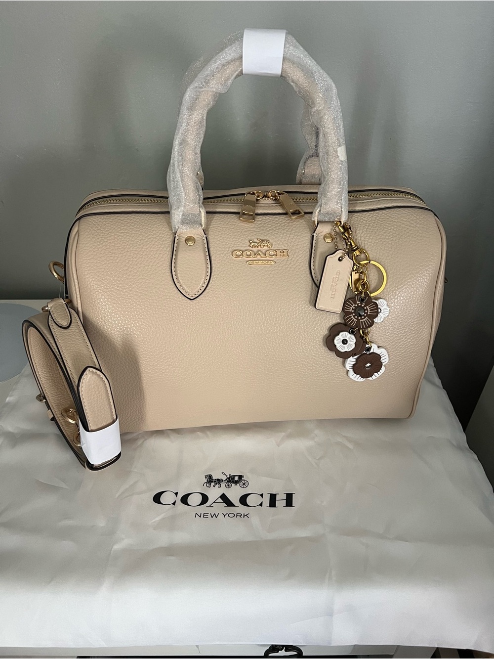 Coach Large Rowan Satchel In Ivory Color - Picture 2 of 10